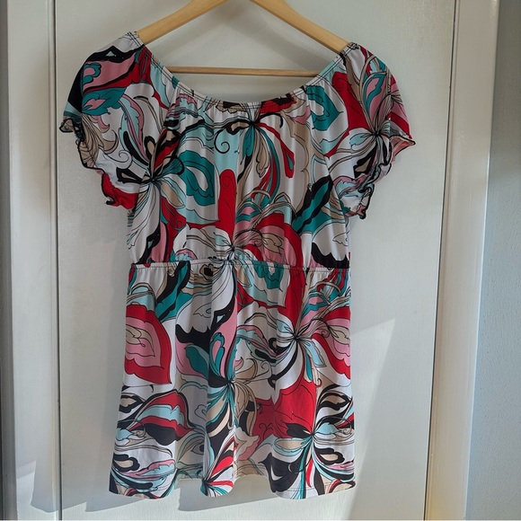 AGB Y2K Babydoll Top. Colorful Geometric. Size: Large. - Picture 5 of 6